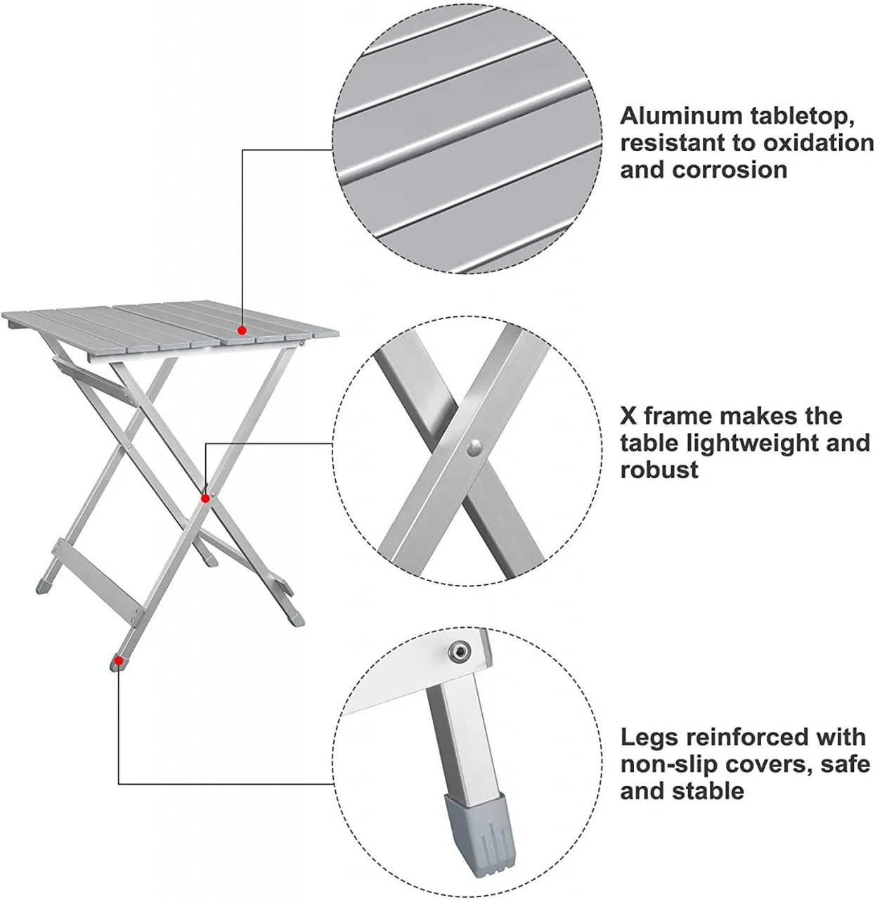 WOLTU Aluminium tafel klaptafel campingtafel balkontafel tuintafel opvouwbaar gemaakt van aluminium